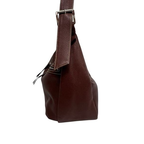 Longchamp Pebbled Genuine Leather Shoulder Bag Crossbody Brown 15X 10 Medium - Picture 4 of 12